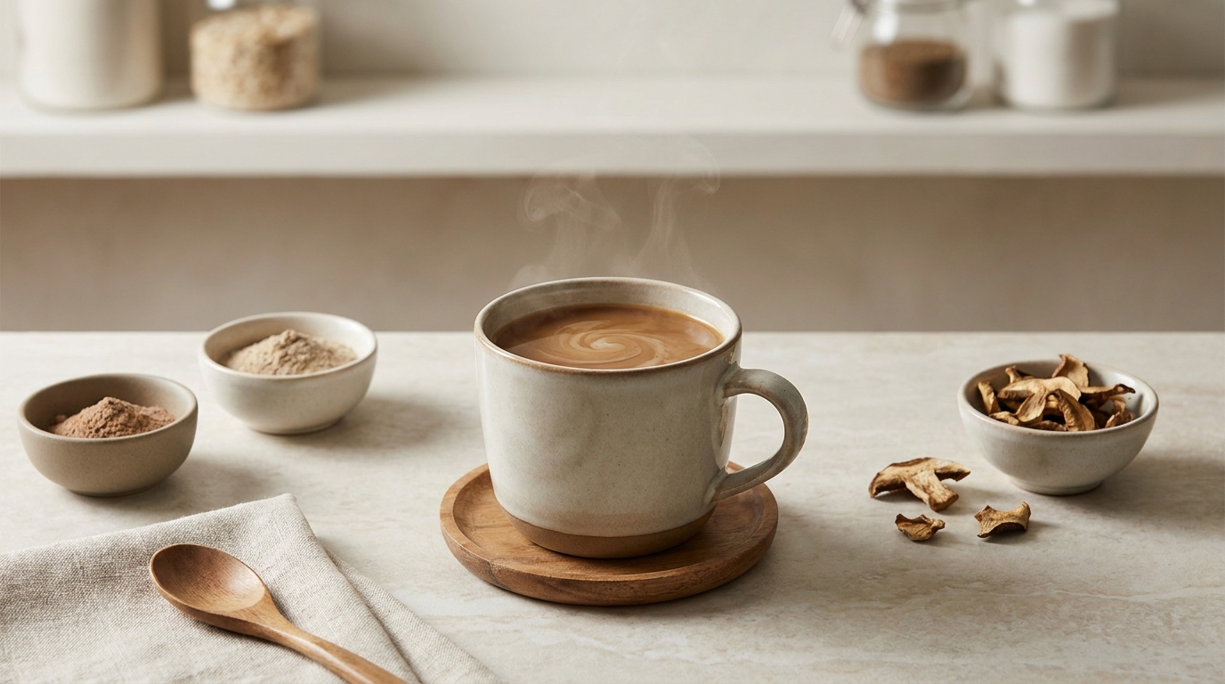 Adaptogen ve mantar bazlı fonksiyonel kahve fincanı