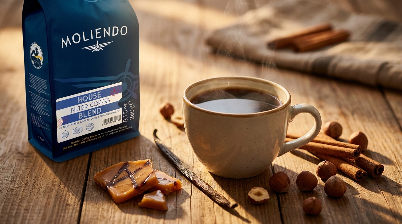 Aromalı filtre kahve ve Moliendo House Filter Coffee Blend