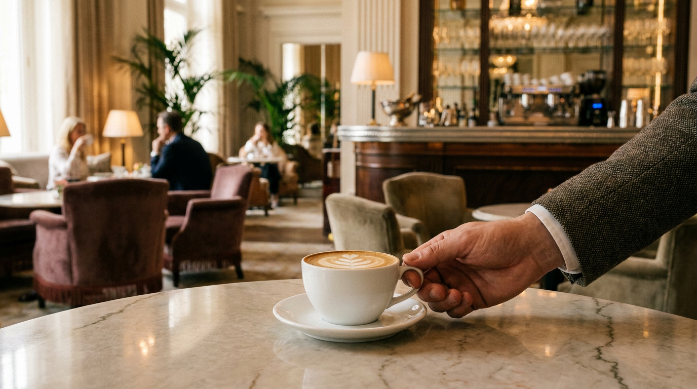 Otel veya restoran ortamında kahve servisi yapan barista