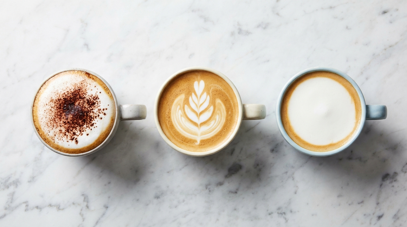 Cappuccino, latte ve flat white yan yana karşılaştırma