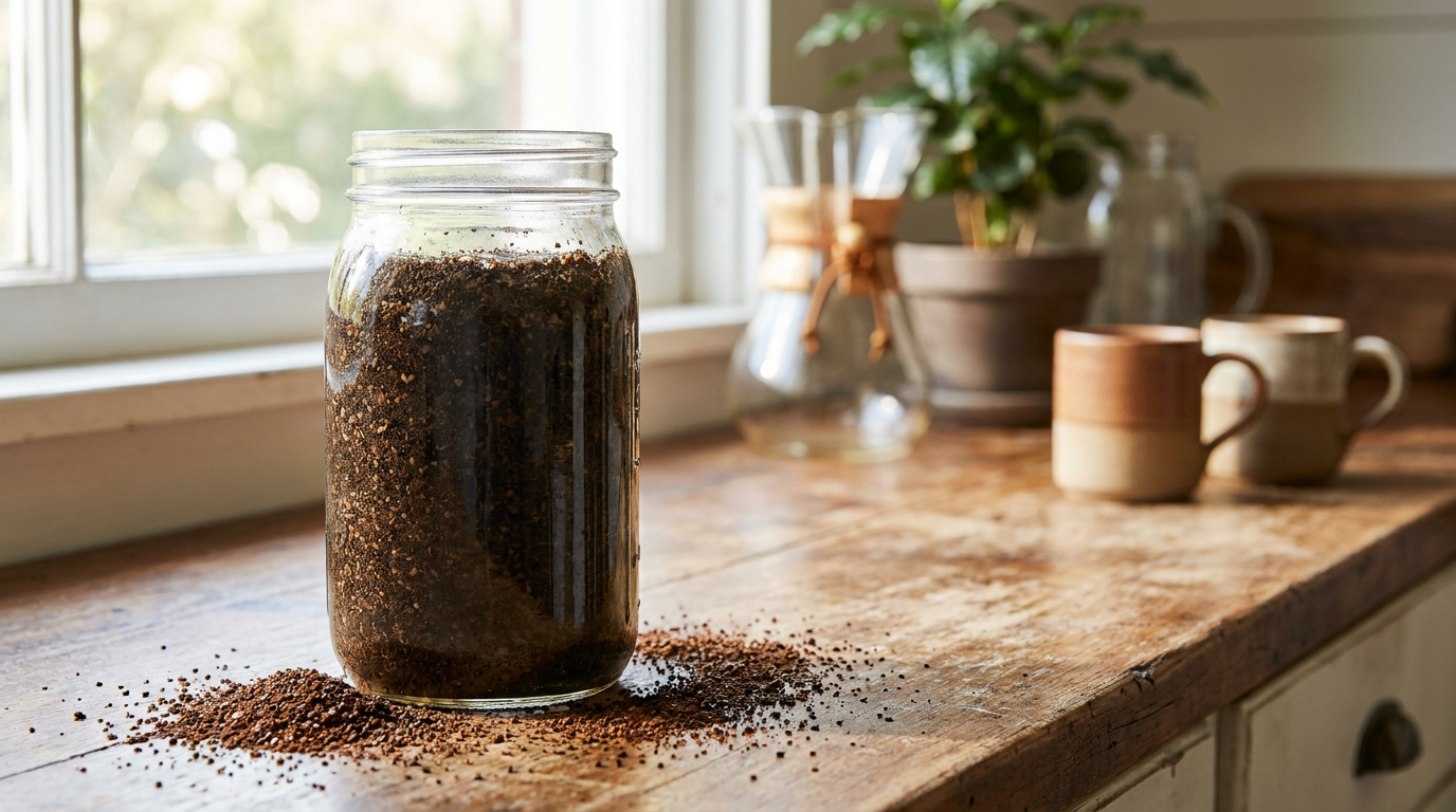 French press'te iri öğütülmüş kahveyle cold brew demleme