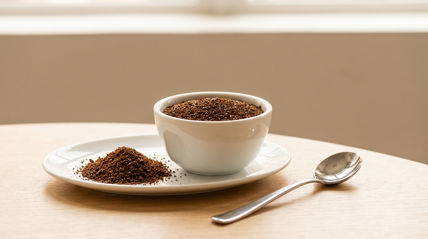 Öğütülmüş kahve ve cupping bardağı ile duyusal analiz kavramı