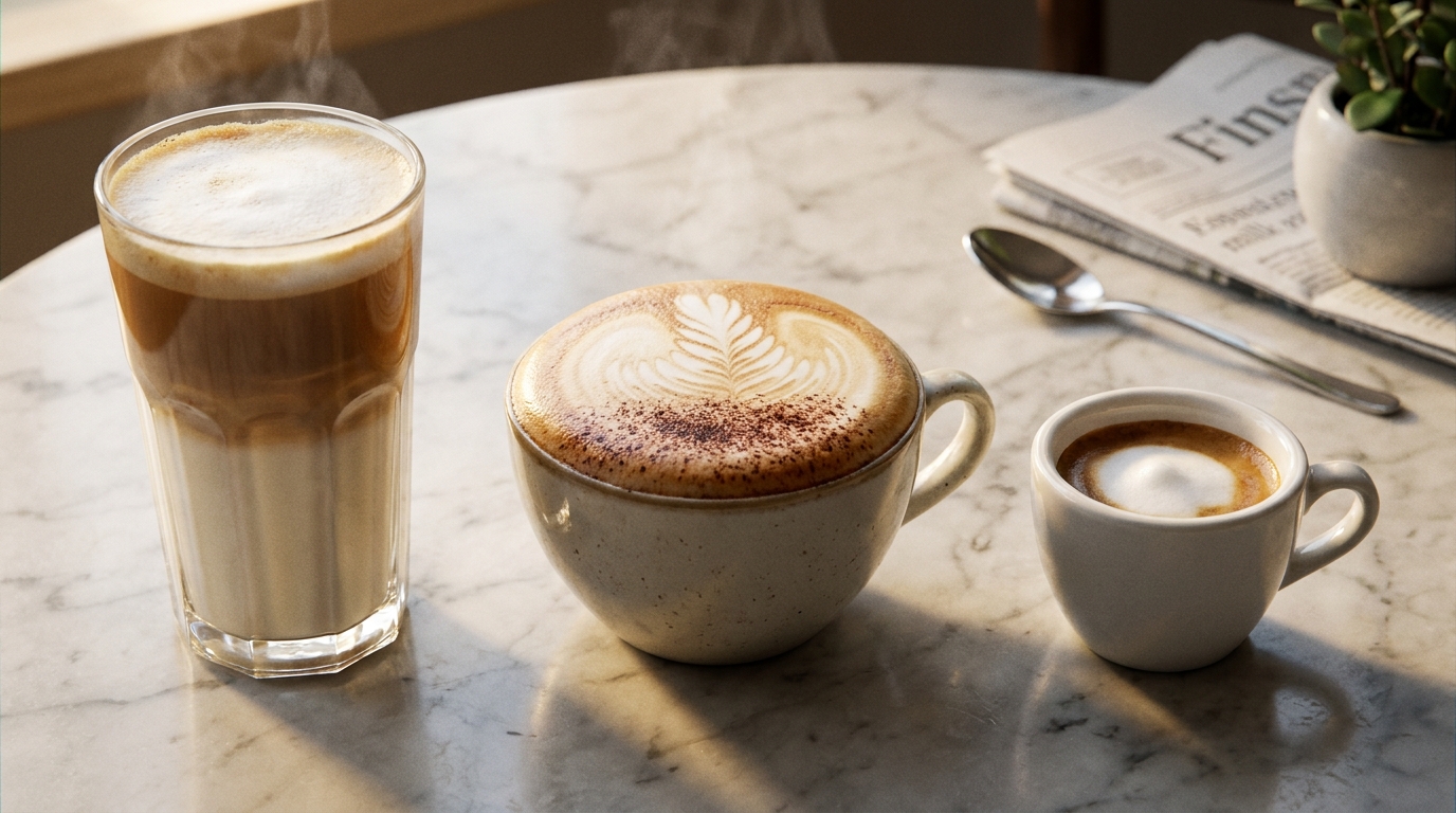 Latte, cappuccino ve macchiato yan yana karşılaştırma