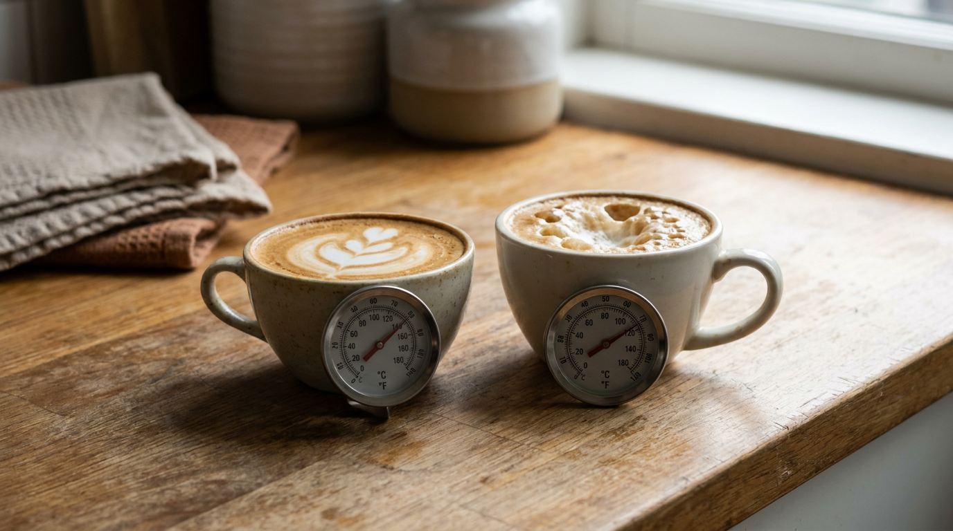 Köpüğü sönmüş ve baloncuklu süt ile başarısız cappuccino denemesi