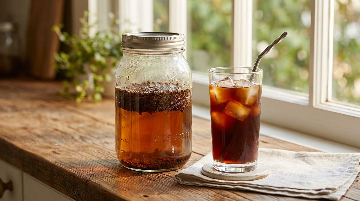 Kavanozda demlenen cold brew