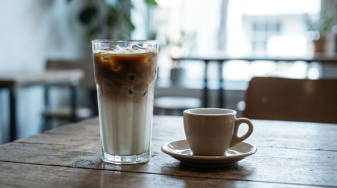 Espressolu buzlu latte katmanlı