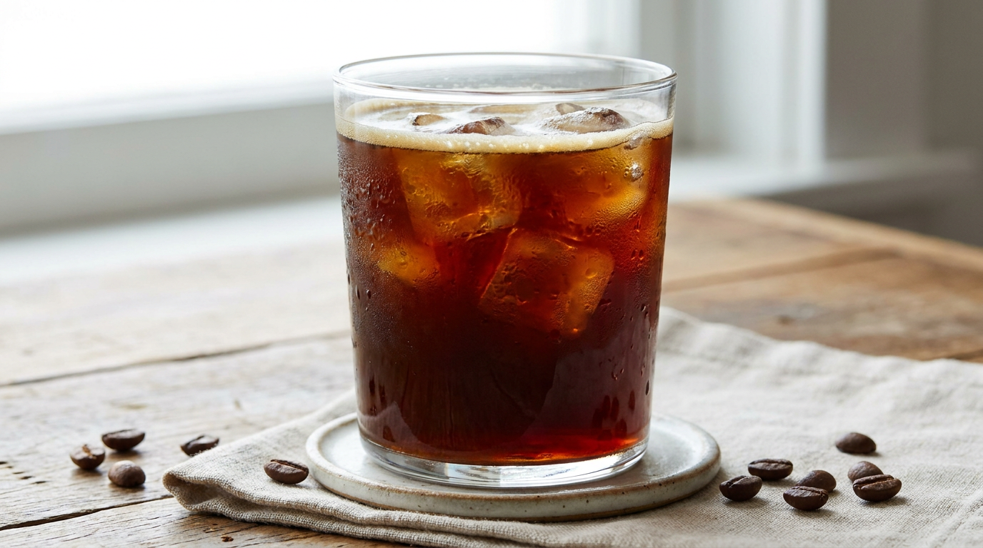 Su ve espressolu buzlu americano