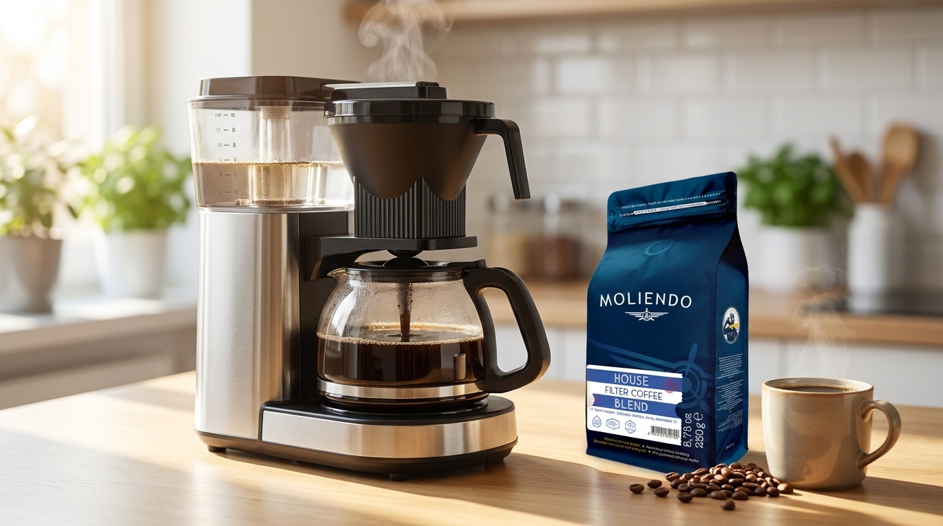 Filtre kahve makinesi ile demleme ve Moliendo House Filter Coffee Blend