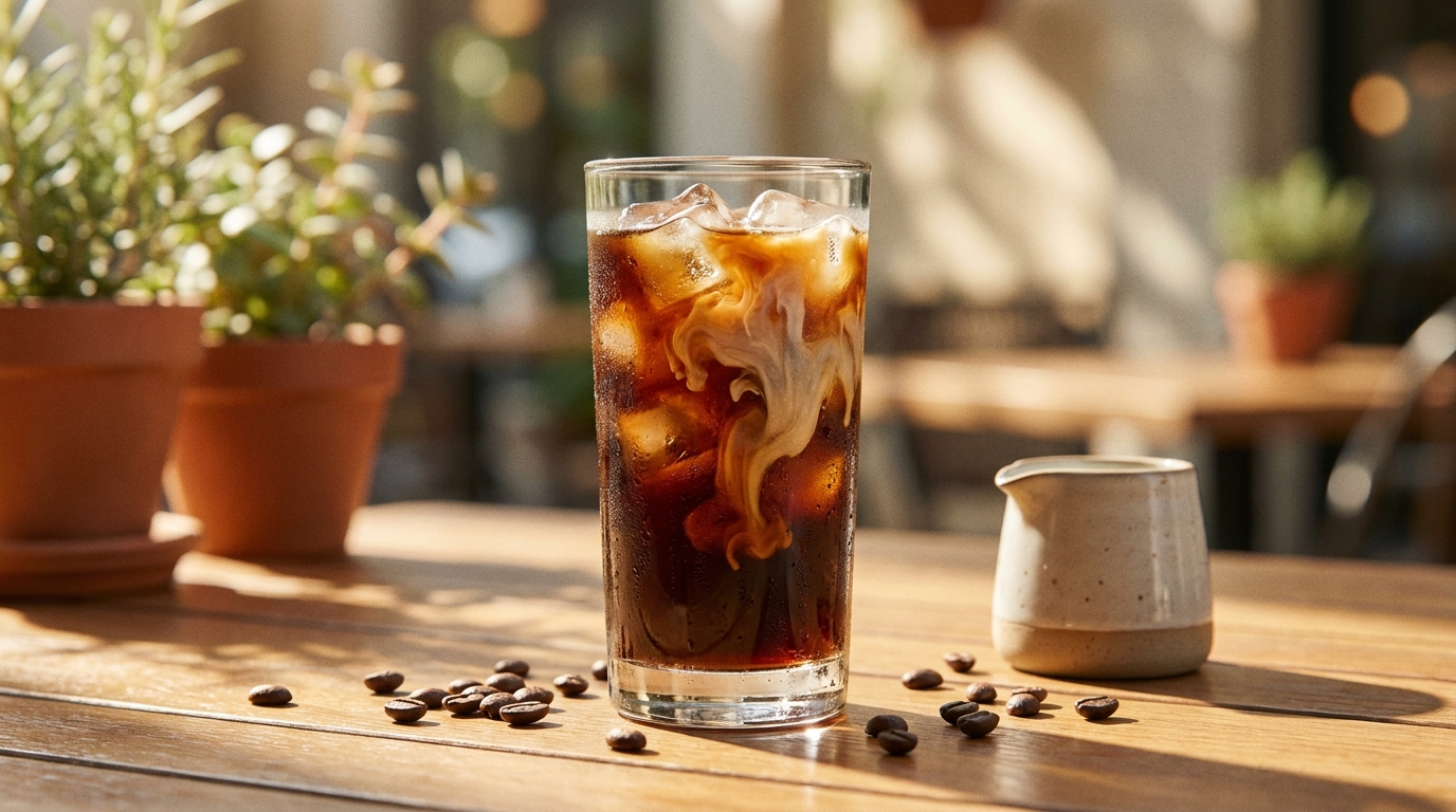 Buz üzerine servis edilen cold brew soğuk kahve