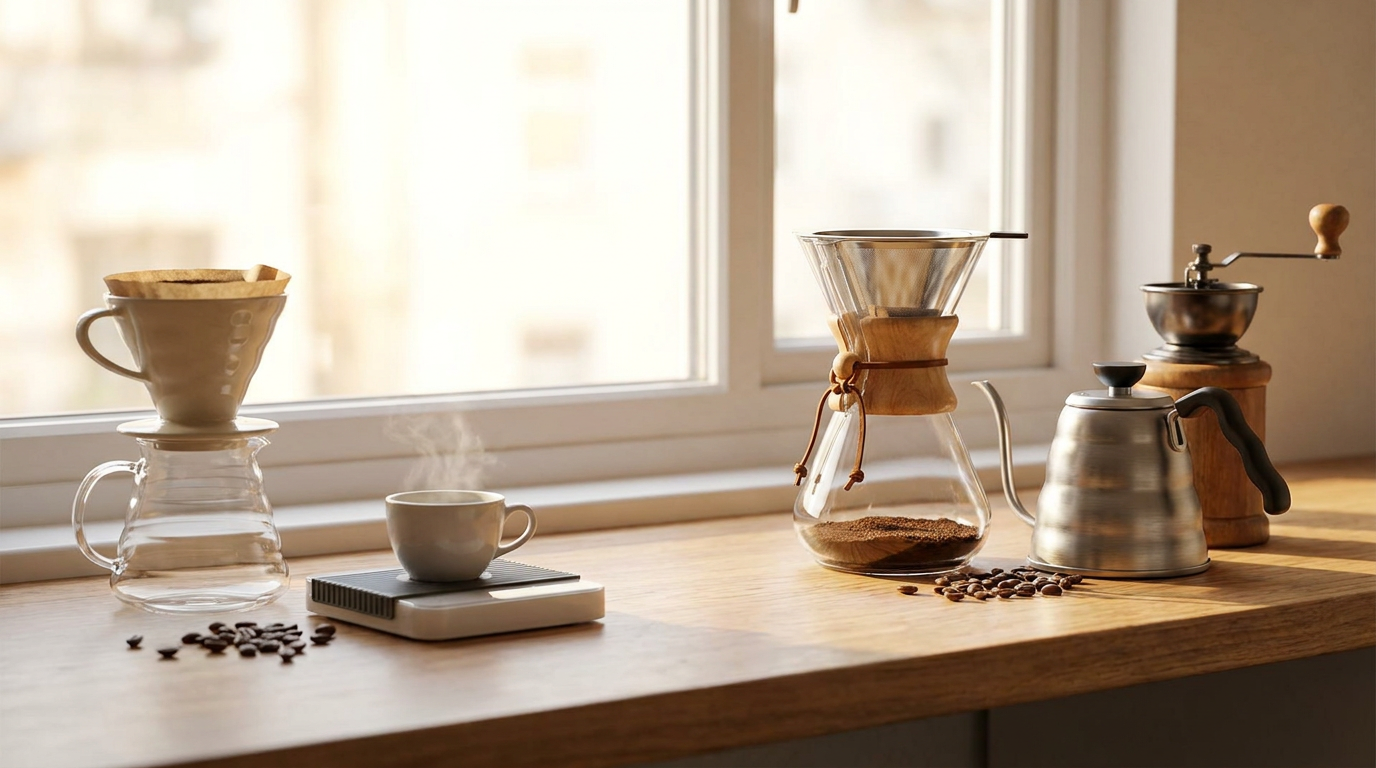 Yeni başlayan için V60, deneyimli için Chemex demleme hazırlığı