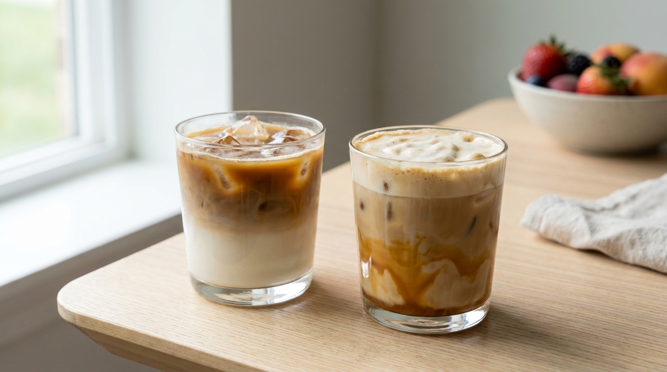 Şekersiz ve şuruplu ice latte kalori karşılaştırması