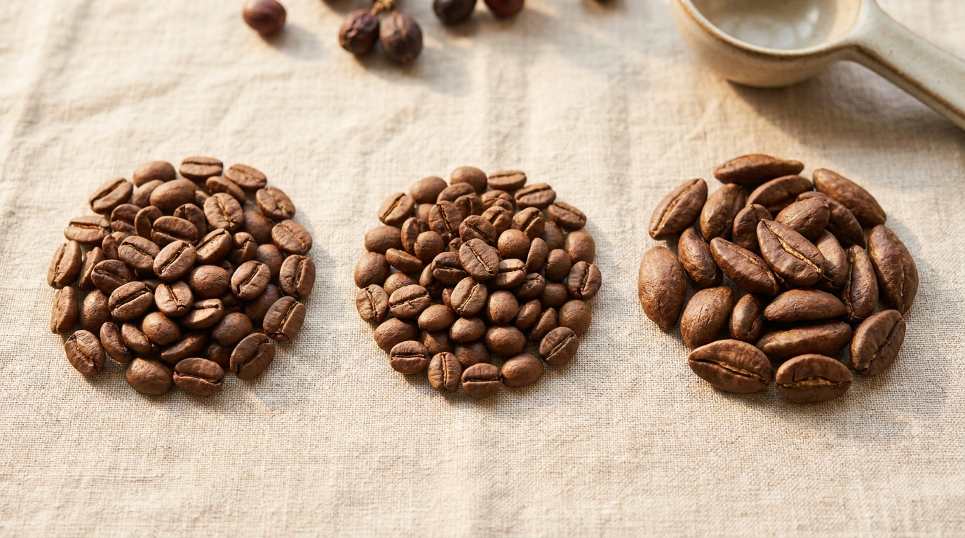 Arabica, Robusta ve Liberica çekirdek karşılaştırması