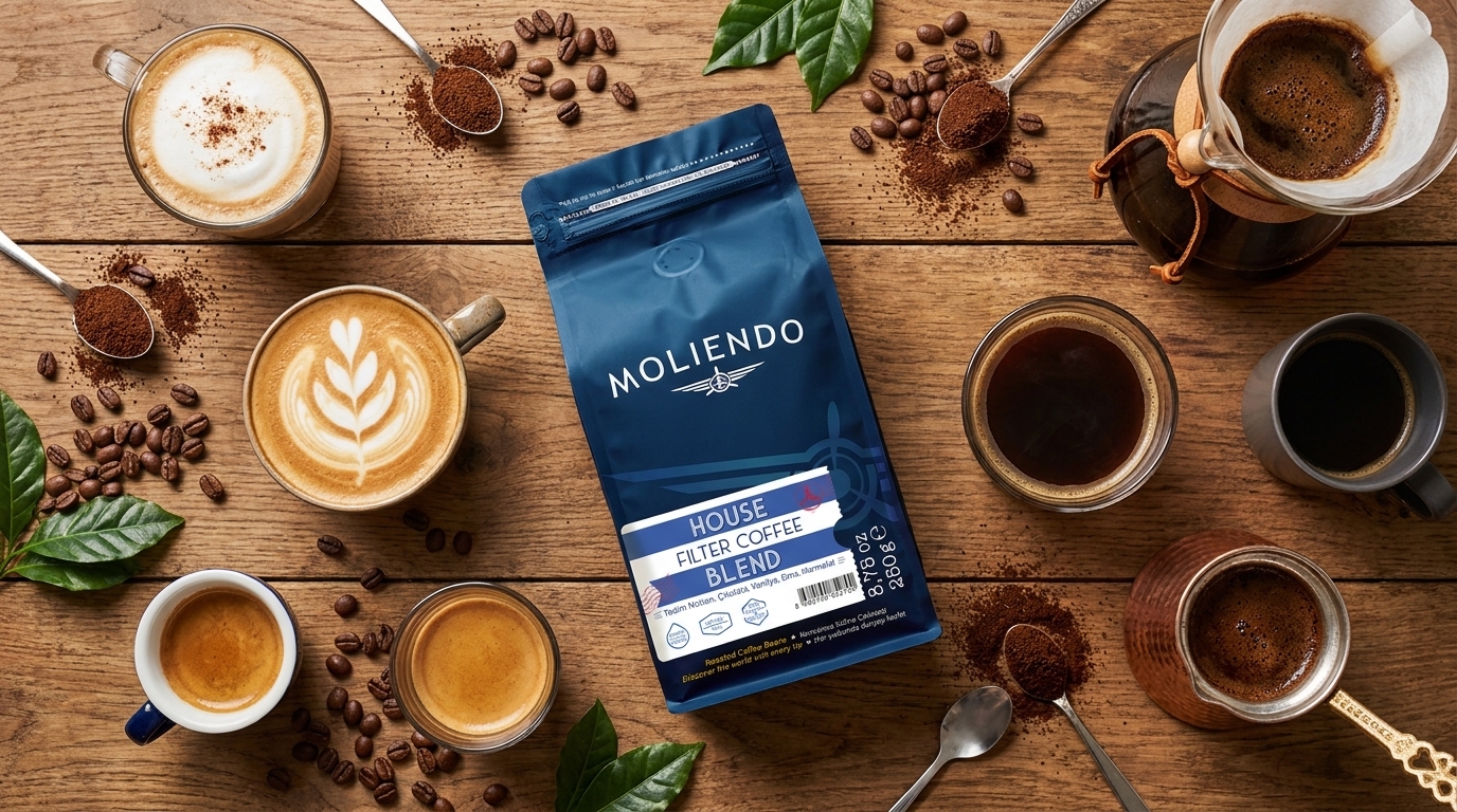 Farklı kahve çeşitleri ve Moliendo House Filter Coffee Blend