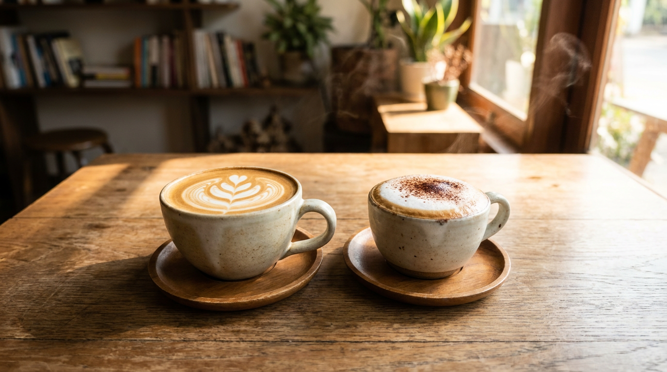 Latte art desenli latte ve cappuccino