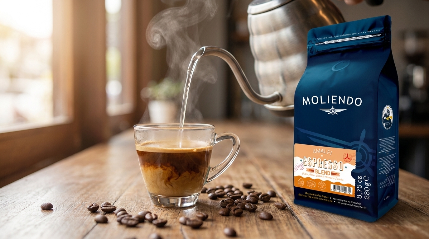 Espresso üzerine sıcak su ekleyerek americano hazırlama