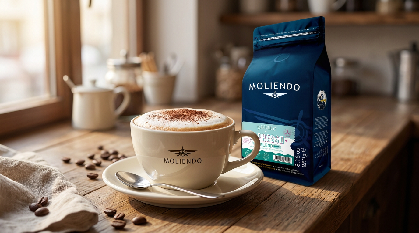 Kalın köpüklü ve kakao serpilmiş klasik cappuccino