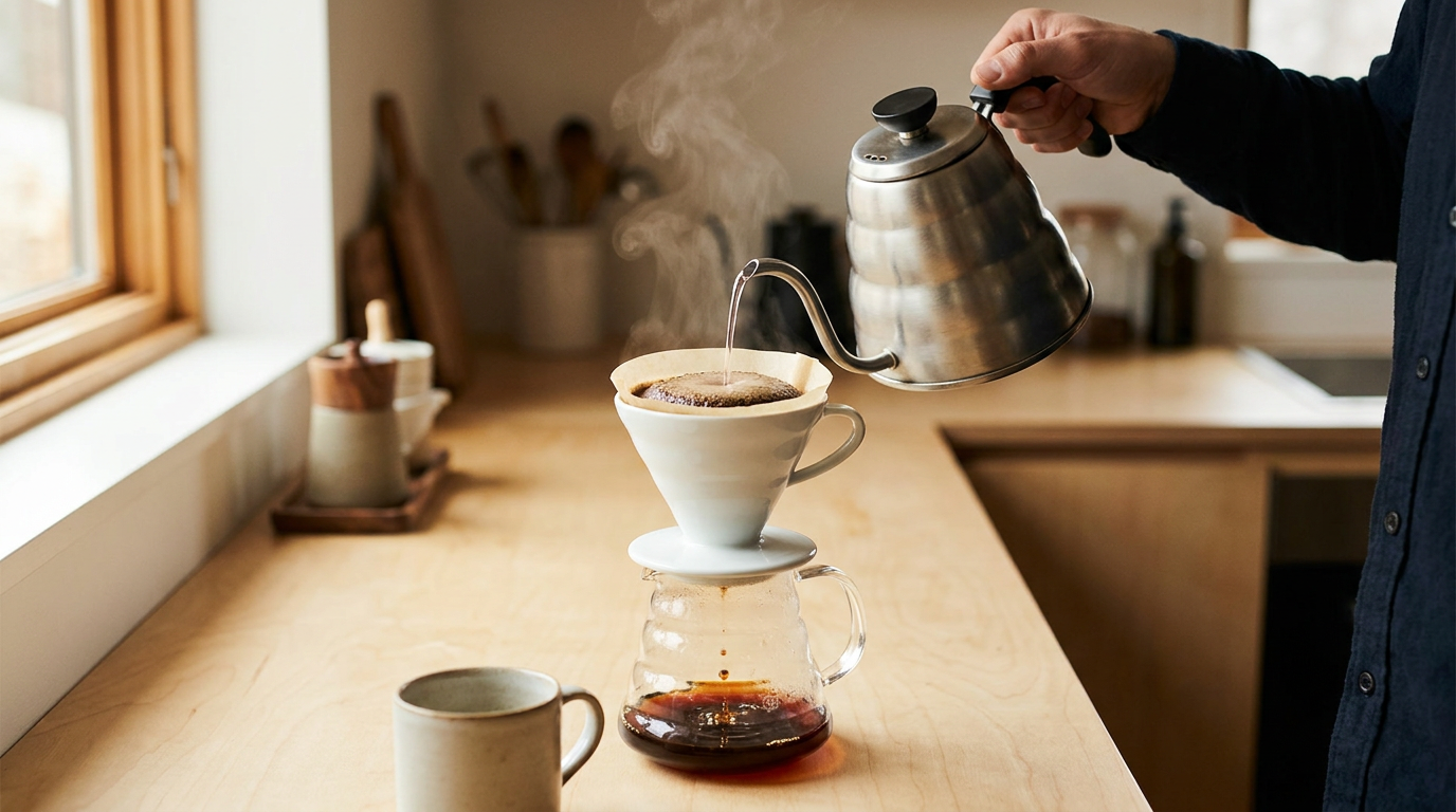 V60 dripper ile pour-over kahve demleme