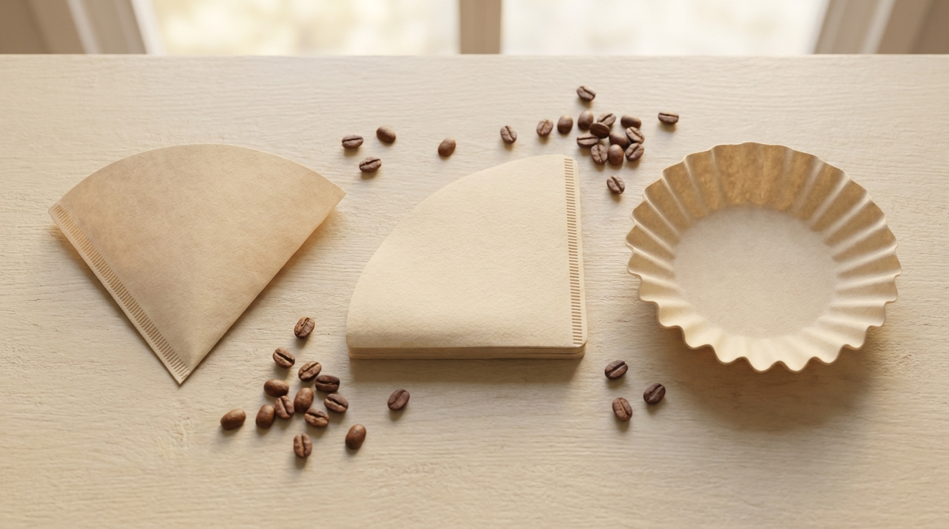 Farklı filtre kağıdı tipleri: V60, Chemex, düz filtre