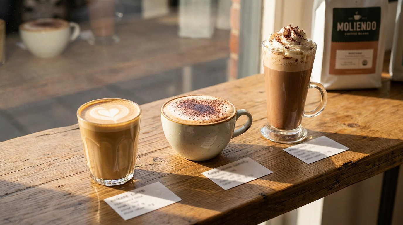 Latte, cappuccino ve kremalı mocha yan yana; sütlü içeceklerin kalorisi