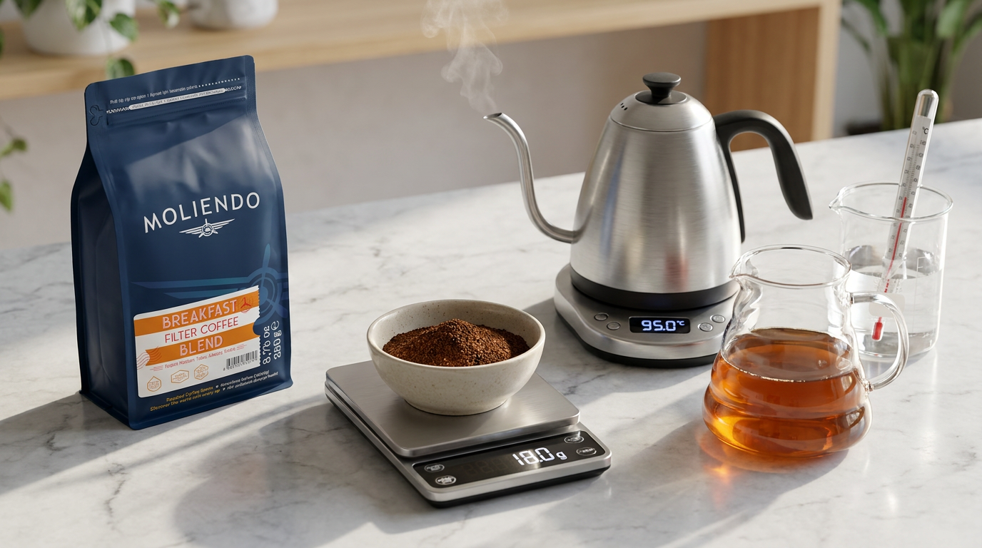 Su sıcaklığı ve kahve-su oranı ölçümü, Moliendo Breakfast Filter Coffee Blend