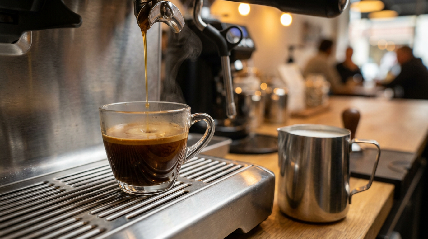 Süt eklenmeden önce espressoya kahve şurubu eklenmesi