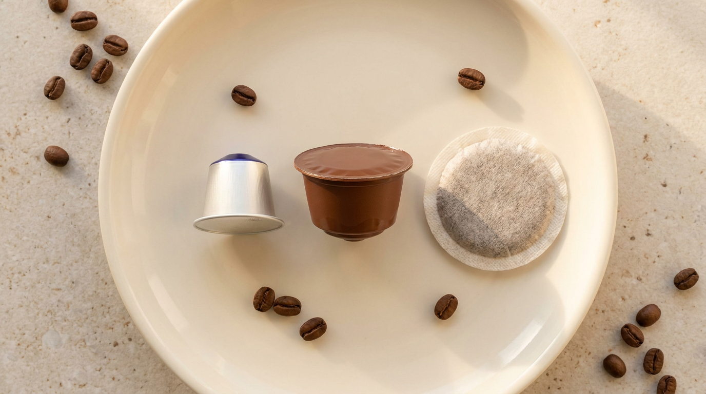 Üç ana kapsül tipi: alüminyum kapsül, plastik pod ve E.S.E. kağıt pod