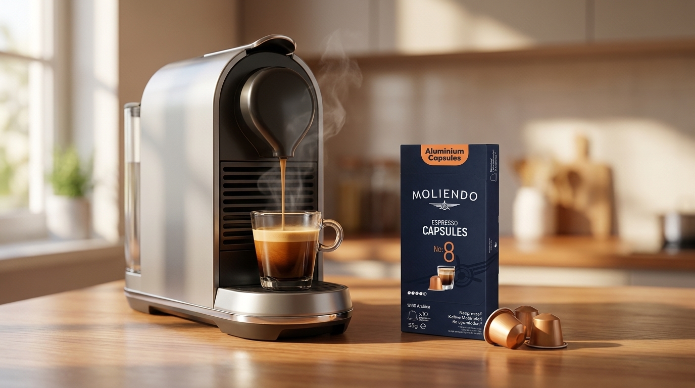 Kapsül kahve makinesi ve Moliendo Espresso Capsules No:8