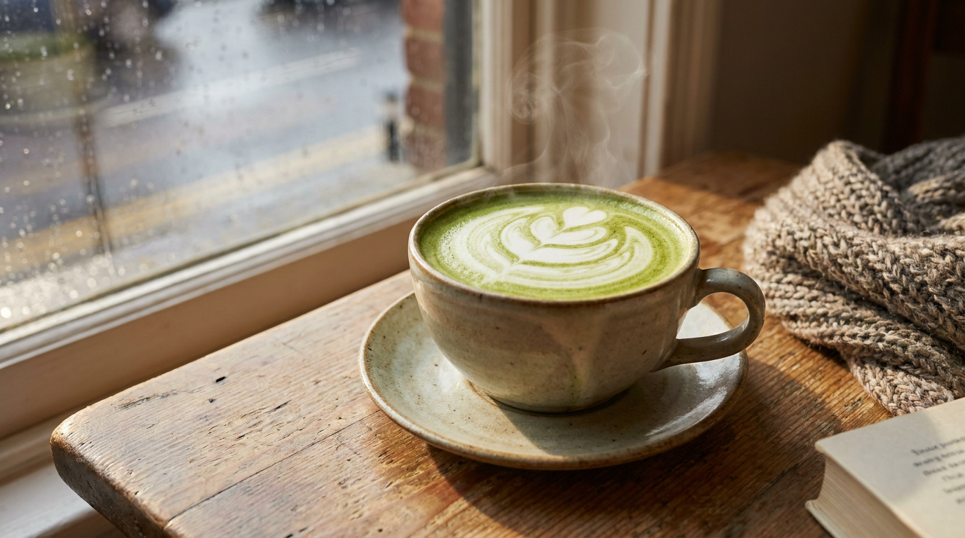Seramik fincanda hazır matcha latte