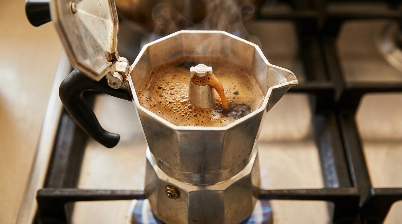 Ocakta moka pottan kahvenin kabararak çıkması