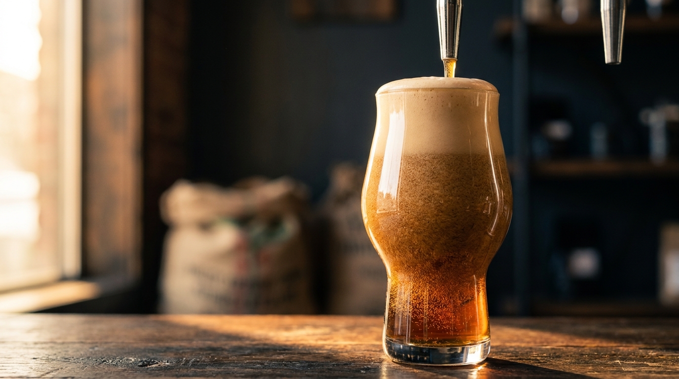 Nitro cold brew'un azot kabarcıklarıyla kremsi köpük oluşturması