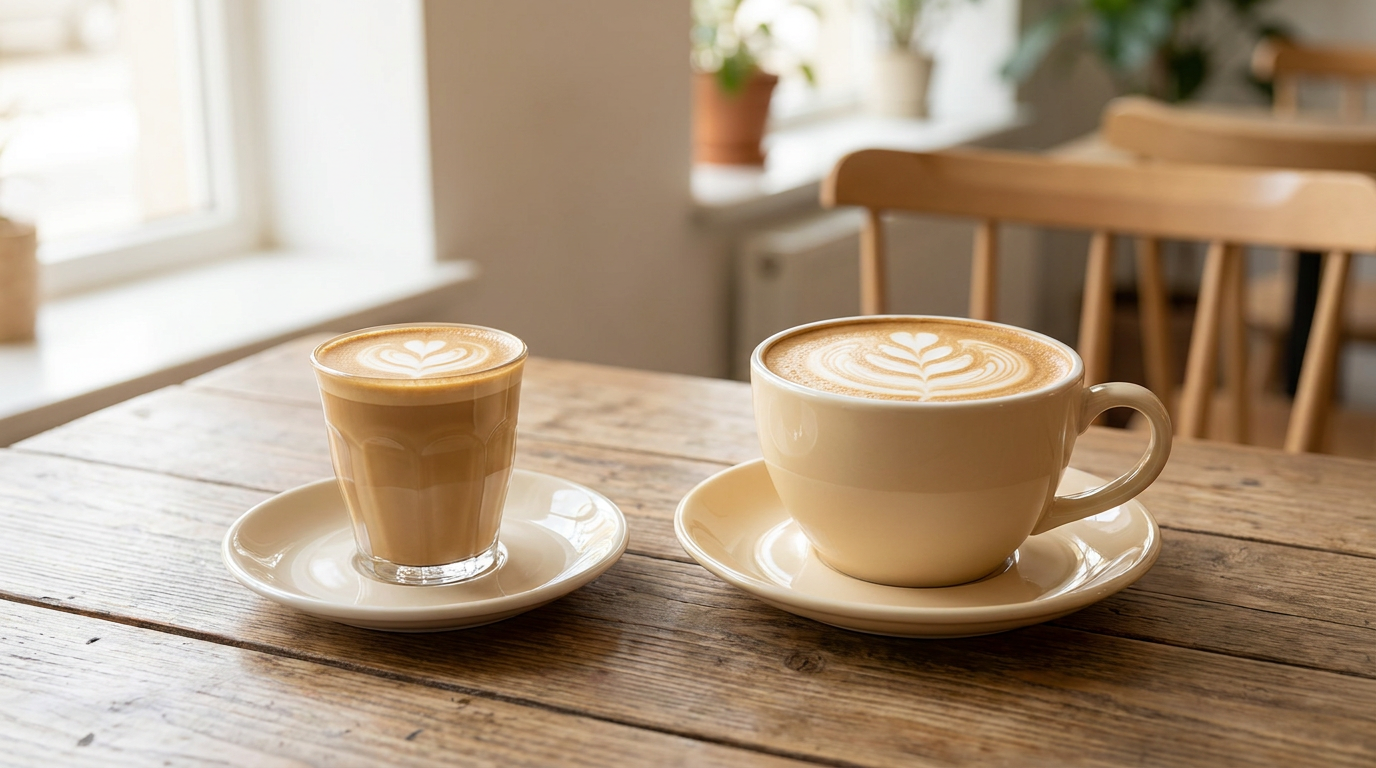 Piccolo latte ve normal latte yan yana boyut karşılaştırması