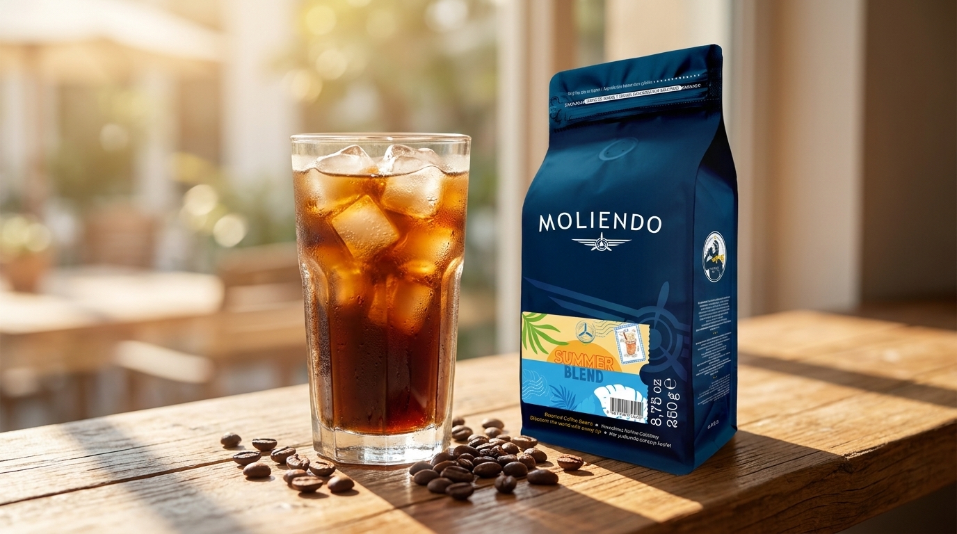 Buzlu soğuk kahve ve Moliendo Summer Blend