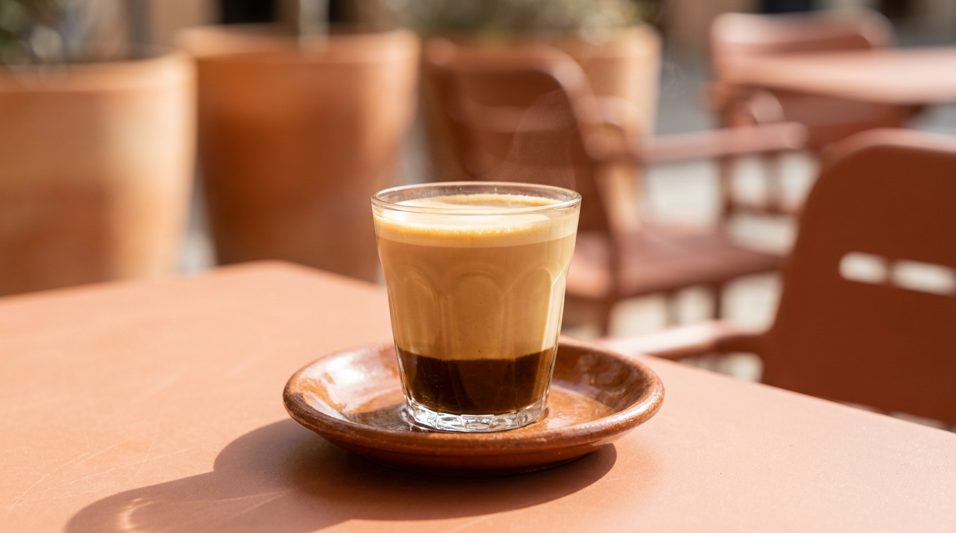 Cam bardakta servis edilen İspanyol tarzı cortado
