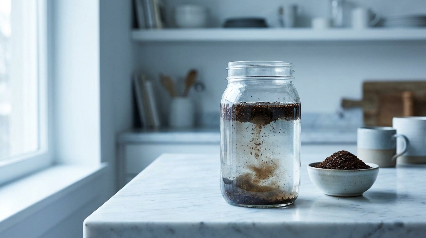 Kavanoz içinde soğuk suyla demlenen cold brew kahve